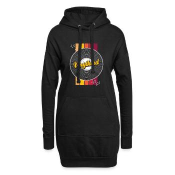 90er 80er Jahre Mottoparty Vinylkind Schallplatte - Hoodie-Kleid - Schwarz - Vorne