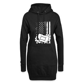 Production de savon sur un drapeau américain - Sweat-shirt à capuche long Femme - noir - Devant