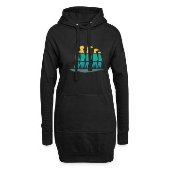 Erdmännchen Blau Und Gelb - Hoodie-Kleid - Schwarz - Vorne