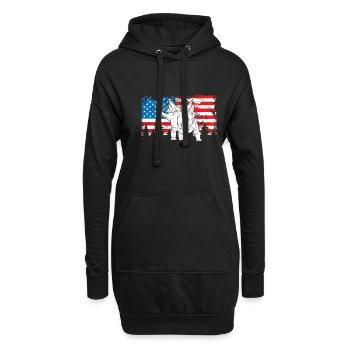 Stegosaurus Auf Einer Usa flagge - Hoodie-Kleid - Schwarz - Vorne