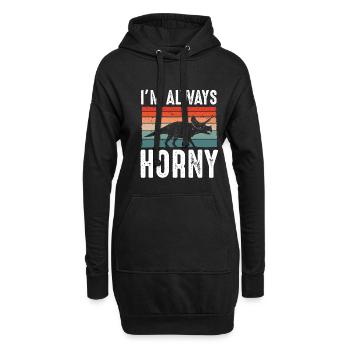 Triceratops is always horny - Hoodie Dress - black - Front