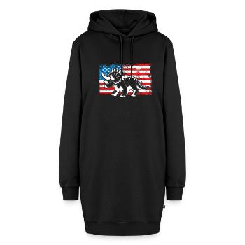 Tricératops sur un drapeau des États-Unis - Sweat-shirt à capuche long Femme - noir - Devant