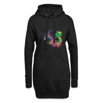 Palmiers d’été - Sweat-shirt à capuche long Femme - noir - Devant