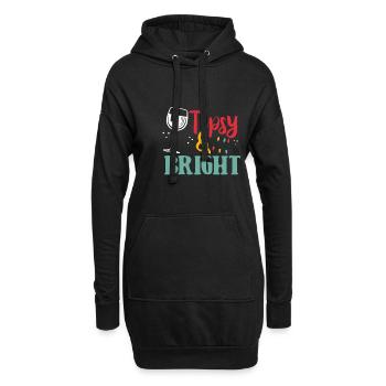 Mit Wein beschwipst und heiter - Hoodie-Kleid - Schwarz - Vorne