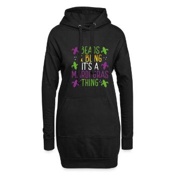 Perlen Und Bling - Hoodie-Kleid - Schwarz - Vorne