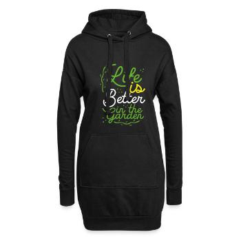 Das Leben Ist Besser Im Garten - Hoodie-Kleid - Schwarz - Vorne