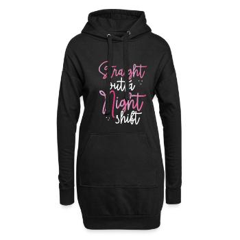 Direkt Aus Der Nachtschicht Rosa - Hoodie-Kleid - Schwarz - Vorne