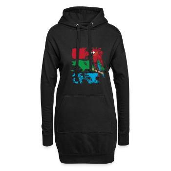 Bunter Papagei Auf Einem Ast - Hoodie-Kleid - Schwarz - Vorne