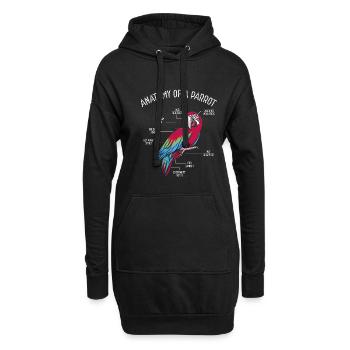 Anatomie d’un perroquet - Sweat-shirt à capuche long Femme - noir - Devant