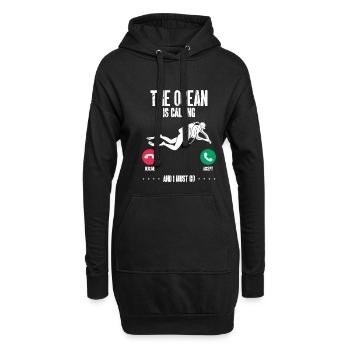 Das Meer Ruft Und Ich Muss Gehen - Hoodie-Kleid - Schwarz - Vorne