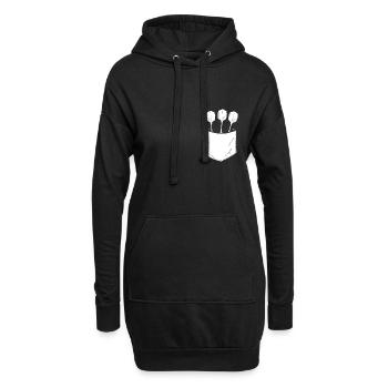 Fléchettes dans la poche de poitrine - Sweat-shirt à capuche long Femme - noir - Devant