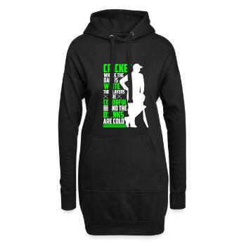 Cricket, Bei Dem Der Ball Weiß Ist - Hoodie-Kleid - Schwarz - Vorne