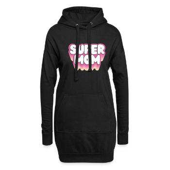 Super Mama rose - Sweat-shirt à capuche long Femme - noir - Devant