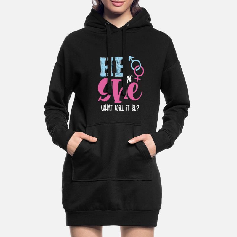 Er Oder Sie, Was Wird Es Sein? Hoodie-Kleid