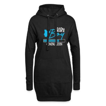 Baby boy arrive bientôt - Sweat-shirt à capuche long Femme - noir - Devant