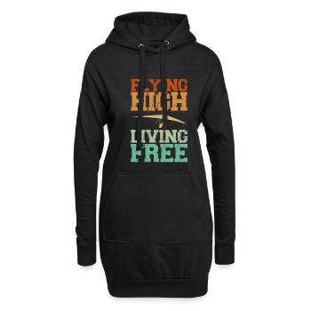 Viser haut et vivre librement - Sweat-shirt à capuche long Femme - noir - Devant