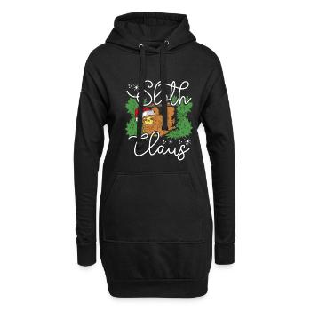 Weihnachtsfaultier - Hoodie-Kleid - Schwarz - Vorne