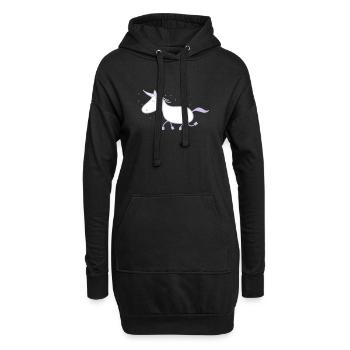 Einhorn - Hoodie-Kleid - Schwarz - Vorne