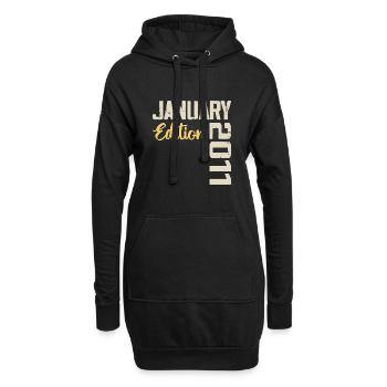 Geburtstagsgeschenk geboren im Januar 2011 - 2011 - Hoodie-Kleid - Schwarz - Vorne