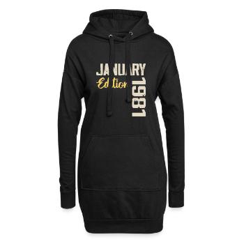 Geburtstagsgeschenk geboren im Januar 1981 - 1981 - Hoodie-Kleid - Schwarz - Vorne