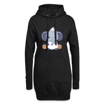 Elefant Halloween Lustig Geist - Hoodie-Kleid - Schwarz - Vorne