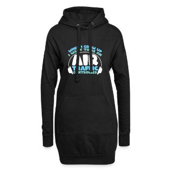 Fluglotse Flughafen Tower - Hoodie-Kleid - Schwarz - Vorne