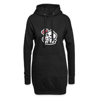 Mignon bébé éléphant avec maman éléphant ballon coeur - Sweat-shirt à capuche long Femme - noir - Devant