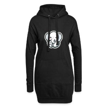 Mignon bébé éléphant avec maman éléphant ballon coeur - Sweat-shirt à capuche long Femme - noir - Devant