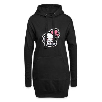 Mignon bébé éléphant avec maman éléphant ballon coeur - Sweat-shirt à capuche long Femme - noir - Devant