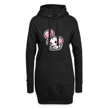 Mignon bébé éléphant avec maman éléphant ballon coeur - Sweat-shirt à capuche long Femme - noir - Devant