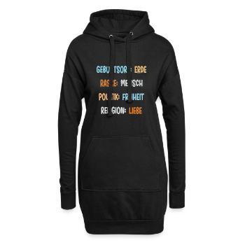 Geburtsort Erde Rasse Mensch Antirassismus - Hoodie-Kleid - Schwarz - Vorne