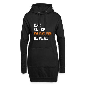 Bagger Baggerschaufel Baggerfahrer "digger" - Hoodie-Kleid - Schwarz - Vorne