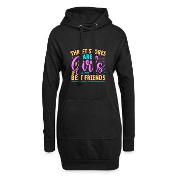 Thrift Shopper Are Girls Best Friends Friperie - Sweat-shirt à capuche long Femme - noir - Devant