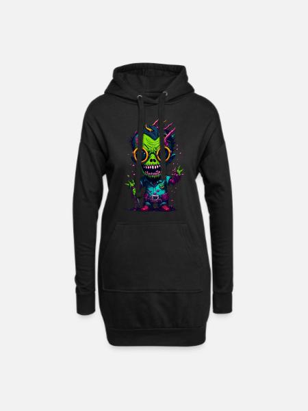 Bunter cooler Zombie - Hoodie-Kleid - Schwarz
