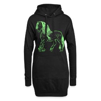 Pferd - Hoodie-Kleid - Schwarz - Vorne