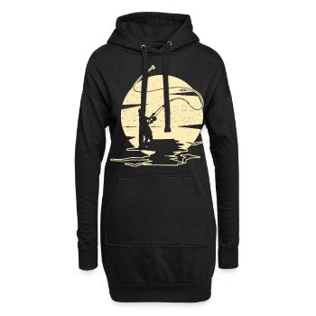 Fliegenfischen Fischen Angeln Angler Fischer - Hoodie-Kleid - Schwarz - Vorne