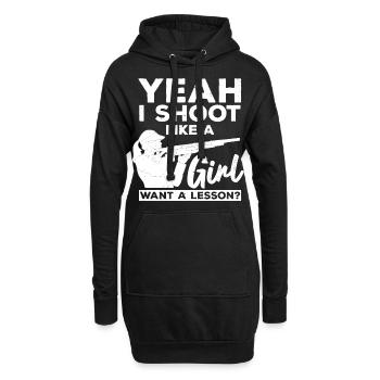 Tireur de pigeons d’argile - Sweat-shirt à capuche long Femme - noir - Devant