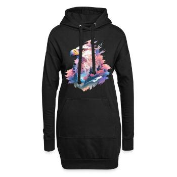 Eagle Head Nature Nature Forêt Arbres Montagnes - Sweat-shirt à capuche long Femme - noir - Devant