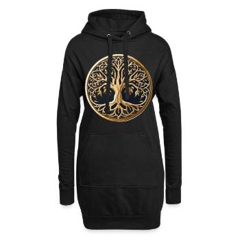 Baum des Lebens - Hoodie-Kleid - Schwarz - Vorne