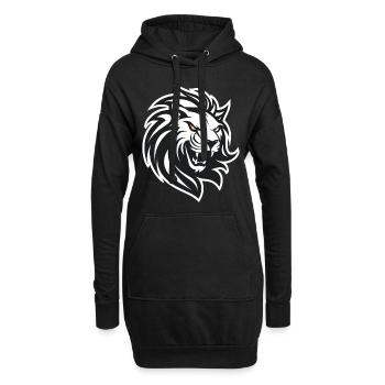 Löwenkopf in schwarz-weiß - Hoodie-Kleid - Schwarz - Vorne