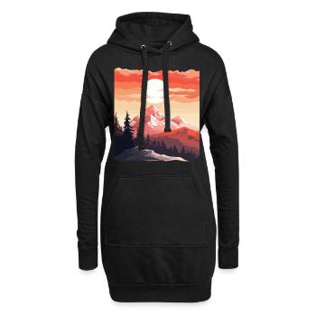 Landschaft eines Sonnenuntergangs über einem Berg - Hoodie-Kleid - Schwarz - Vorne
