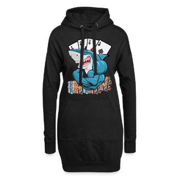 Aggressiver Pokerspieler Shark - Hoodie-Kleid - Schwarz - Vorne