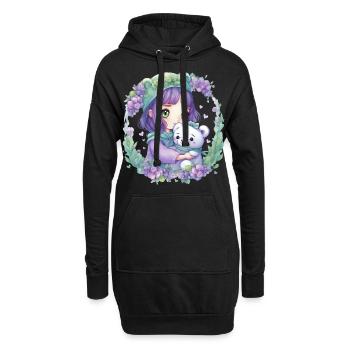 Fee mit Teddybär - Hoodie-Kleid - Schwarz - Vorne