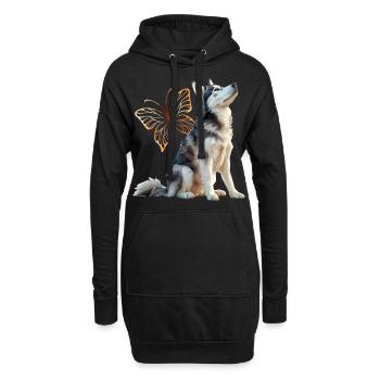 Rauque - Sweat-shirt à capuche long Femme - noir - Devant