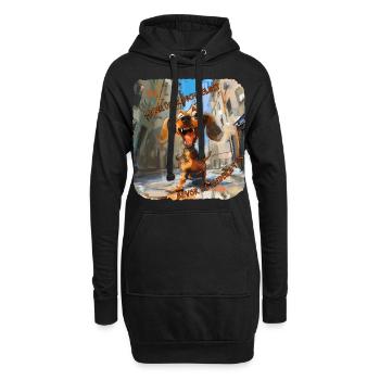 Drôle de chien teckel - Sweat-shirt à capuche long Femme - noir - Devant