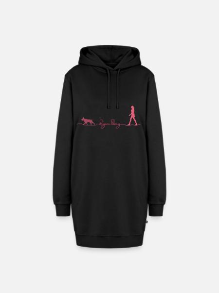 Dog Walking Hunde Gassi pink - Hoodie-Kleid - Schwarz
