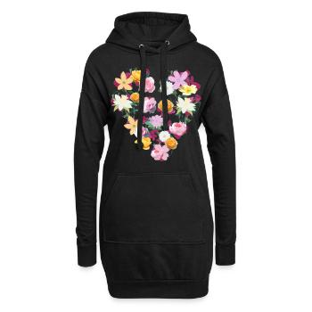Blumenherz, Blumen,floral, Blume,rot - Hoodie-Kleid - Schwarz - Vorne