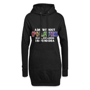 Une journée sans Pilates Motif Floral Humour - Sweat-shirt à capuche long Femme - noir - Devant