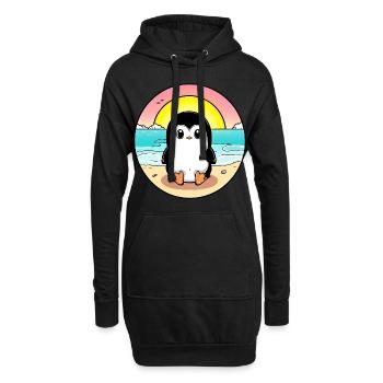 Pingouin de plage au coucher du soleil - Sweat-shirt à capuche long Femme - noir - Devant