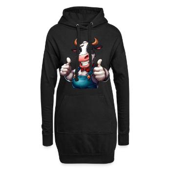 Vache de ferme joyeuse - Sweat-shirt à capuche long Femme - noir - Devant